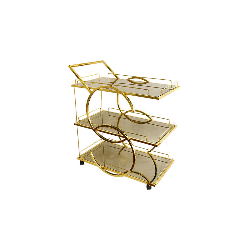 Idris Home 3 Layers Mirror Serving Trolley