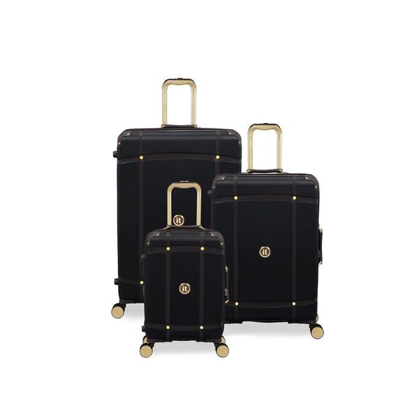 IT Luggage Lux-Lite 3 Piece Trolley Set - Black - Front View