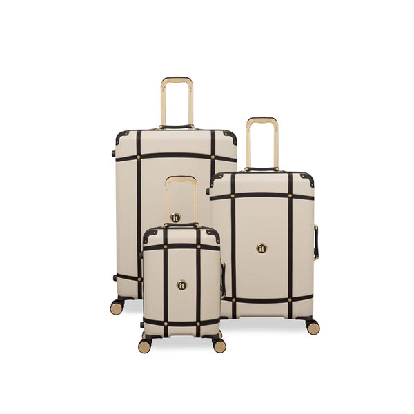 IT Luggage Lux-Lite 3 Piece Trolley Set - Cream - Front View