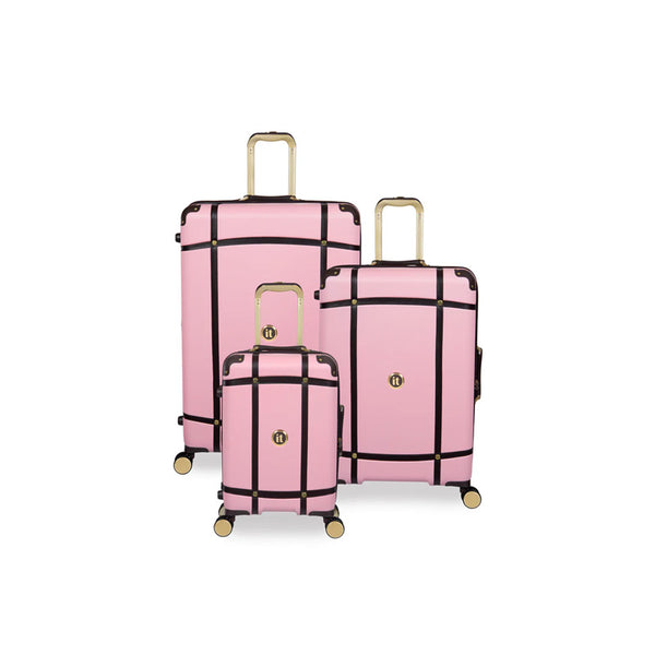 IT Luggage Lux-Lite 3 Piece Trolley Set - Silver Pink - Front View