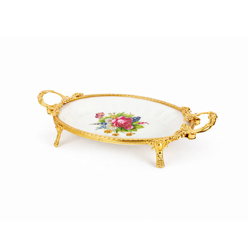 Jiangmen Oval Gold Ceramic Serving Plate