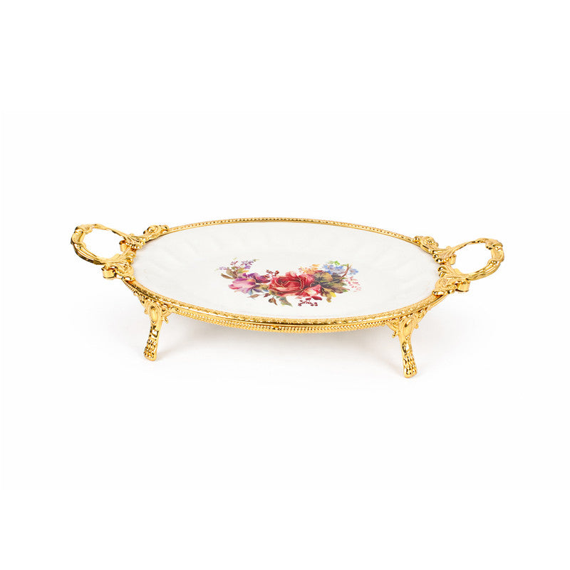 Jiangmen Oval Gold Ceramic Serving Plate