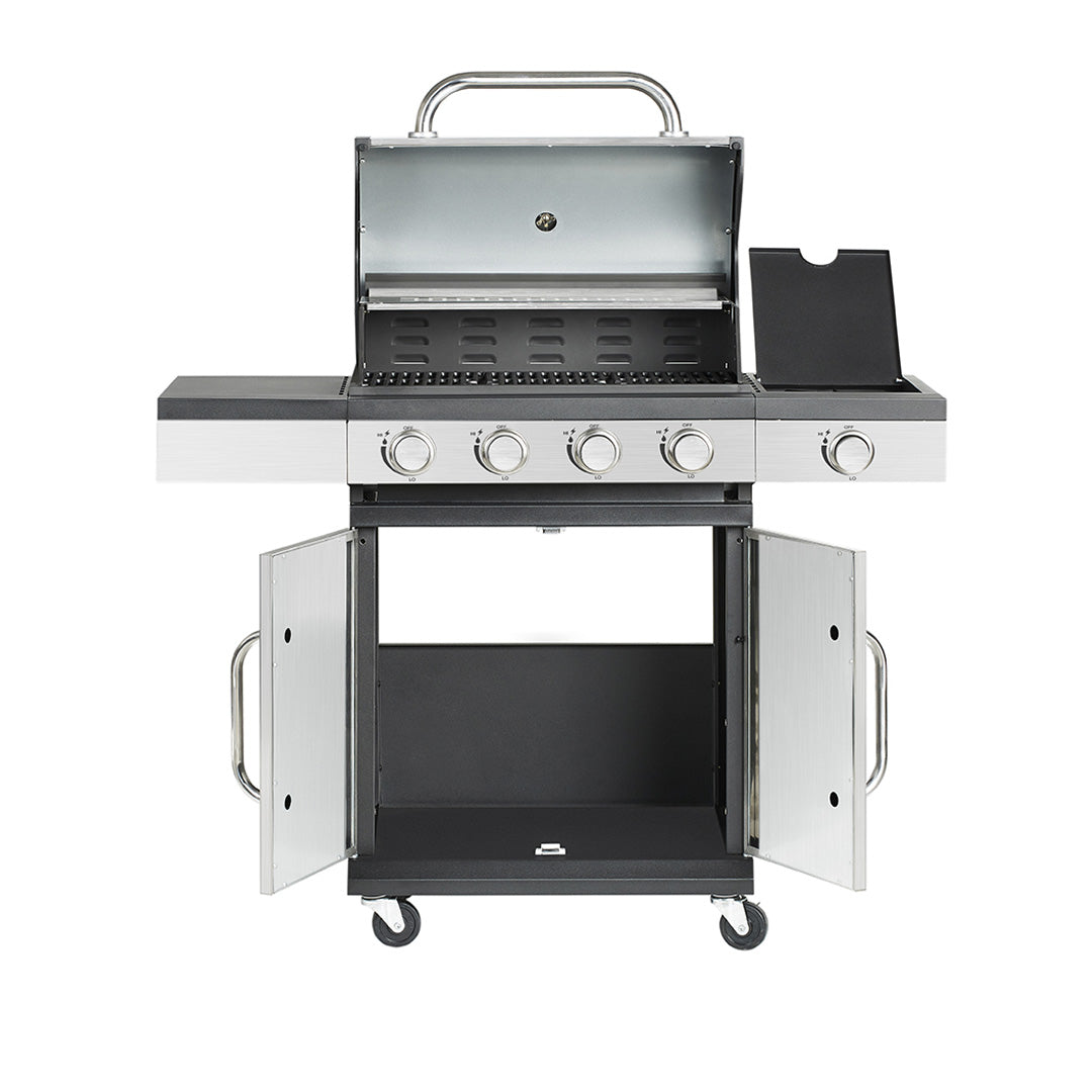 Jiangmen 4+1 Burner Gas BBQ Grill – Stainless Steel with Side Burner & Double-Layer Lid