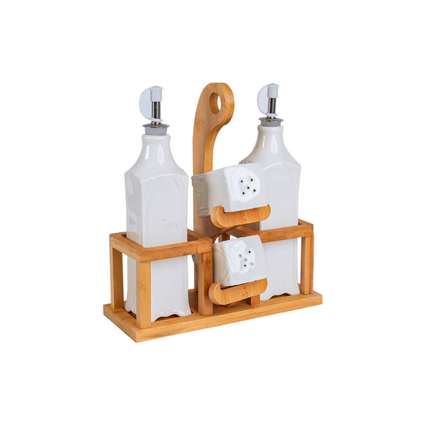 Red Cherry Salt & Pepper Shaker With Bamboo Stand