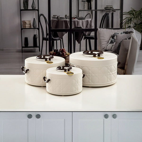 Almarjan Ivory & Dark Wood Hot Pot 3 Pieces Set