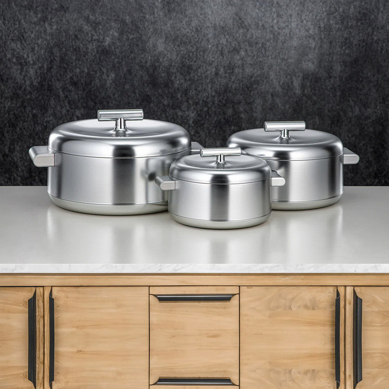 Hot Pot Set – 3-Piece ABS Insulated – Matte Silver