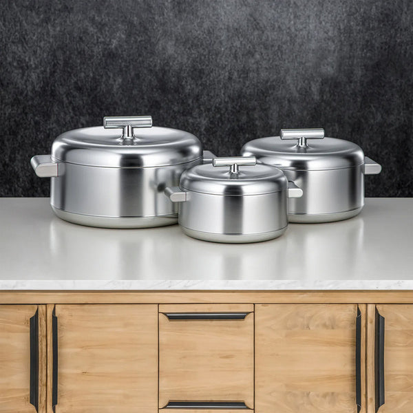 Hot Pot Set – 3-Piece ABS Insulated – Matte Silver