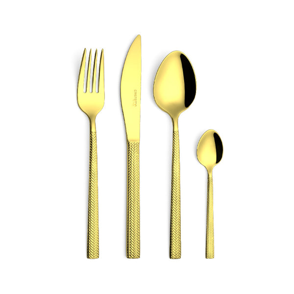 Cristema Dakar Gold 24-Piece Cutlery Set with Wood Box