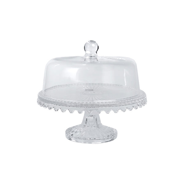 Alegre Glass 21x22.5 Cm Cyrstal Round Cake Stand With Lid