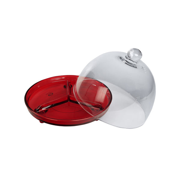 Alegre Glass 22x20 Cm Cyrstal Red Service Bowl Colored With Lid