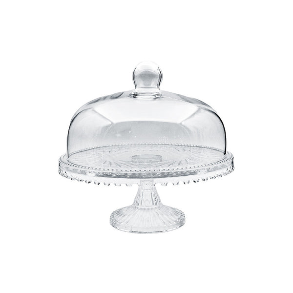 Alegre Glass 28x22 Cm Cyrstal Cake Stand With Lid
