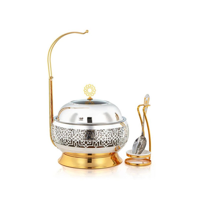 Chafing Dish with Spoon – Silver & Gold