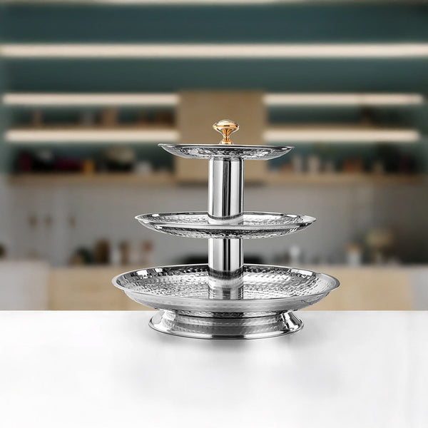 Almarjan Stainless Steel 3 Layers Sweets Stand 