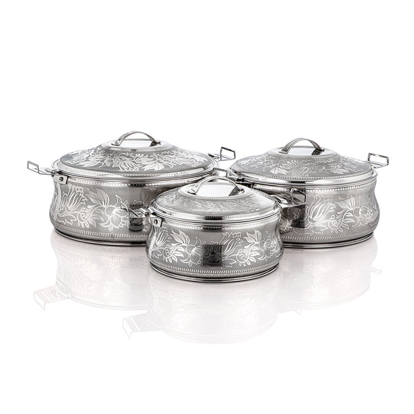Almarjan Stainless Steel Hotpot Boshra Collection 3 Pieces Set | STS0293064 | Cooking & Dining, Hot Pots |Image 1