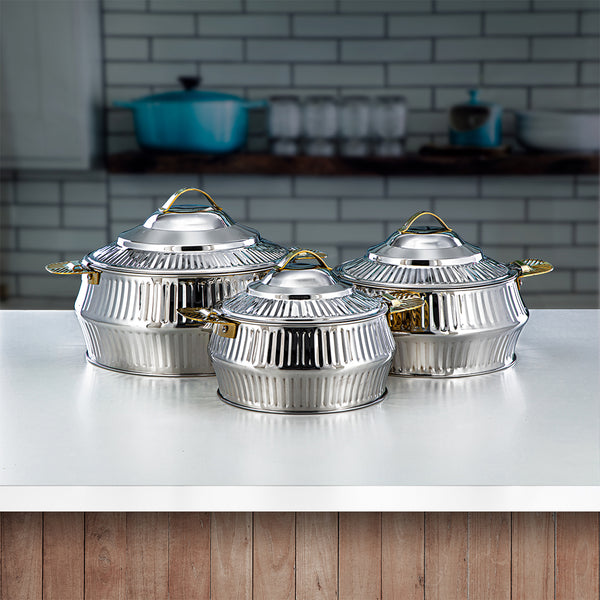 Almarjan Stainless Steel Hotpot Kawakeb Collection 3 Pieces Set | STS0293086 | Cooking & Dining, Hot Pots |Image 1