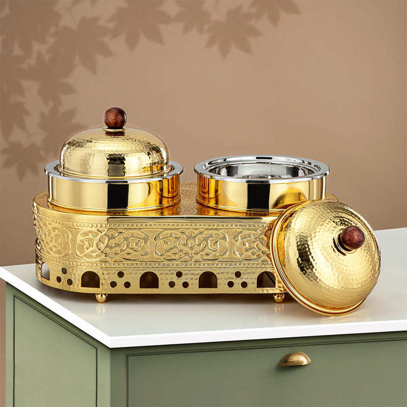 Double Stainless Steel Chafing Dish – Gold
