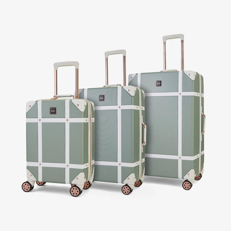 Rock Luggage Vintage Sage Green 3 Piece Trolley Set