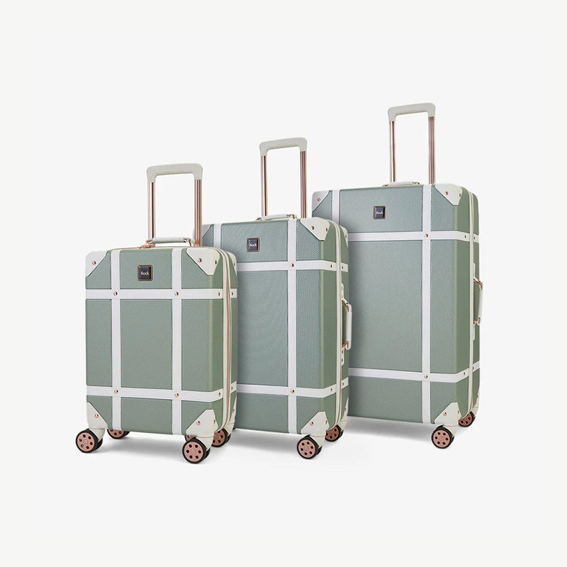 Trolley Rok Rock Luggage Vintage Sage Green 3 Piece Trolley Set – Almuftah Center