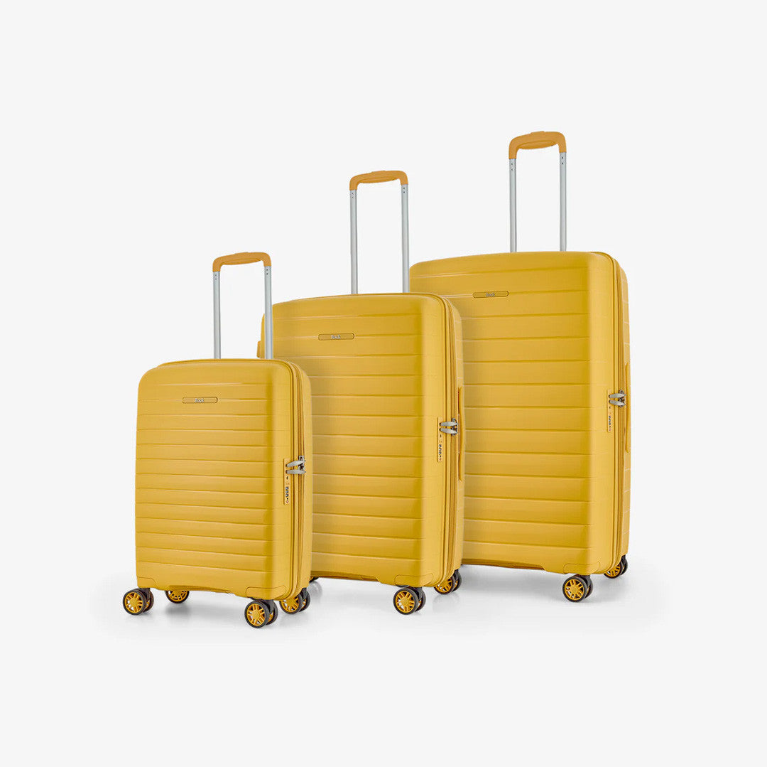 Trolley Rok Rock Luggage Palma Yellow 3 Piece Trolley Set – Almuftah Center