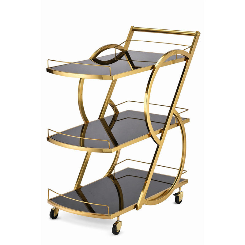 Yuke Stainless Deluxe Gilded Service Trolley Yuke Stainless Deluxe Gilded Service Trolley