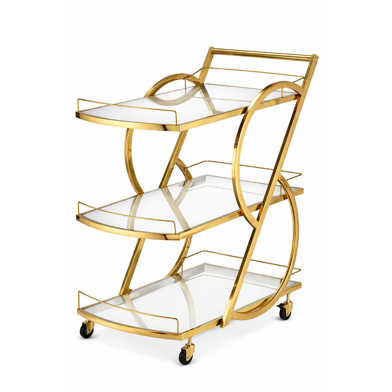 Yuke Stainless Deluxe Gilded Service Trolley