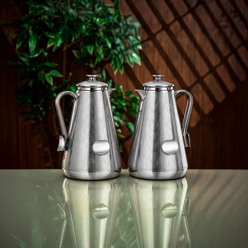 Almarjan Silver 2 Pieces Vacuum Flask Set