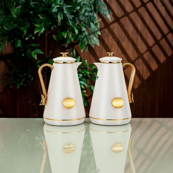 Almarjan Ivory & Gold 2 Pieces Vacuum Flask Set