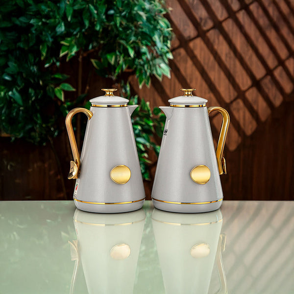 Almarjan Grey & Gold 2 Pieces Vacuum Flask Set