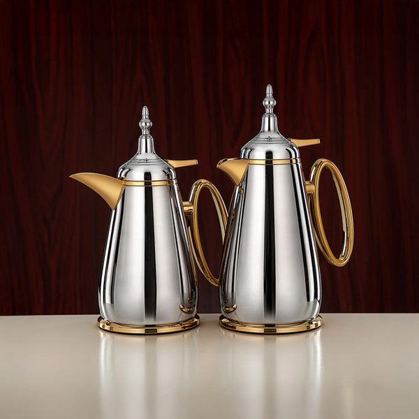 Silver & Gold 2 Pieces Vacuum Flask Set