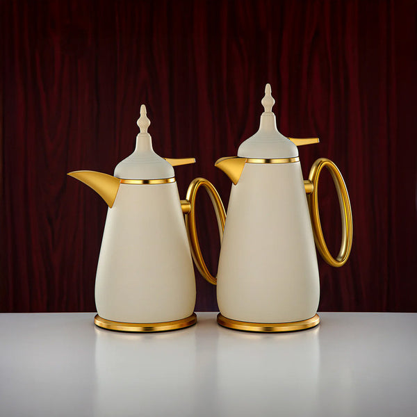 Beige & Matt Gold 2 Pieces Vacuum Flask Set