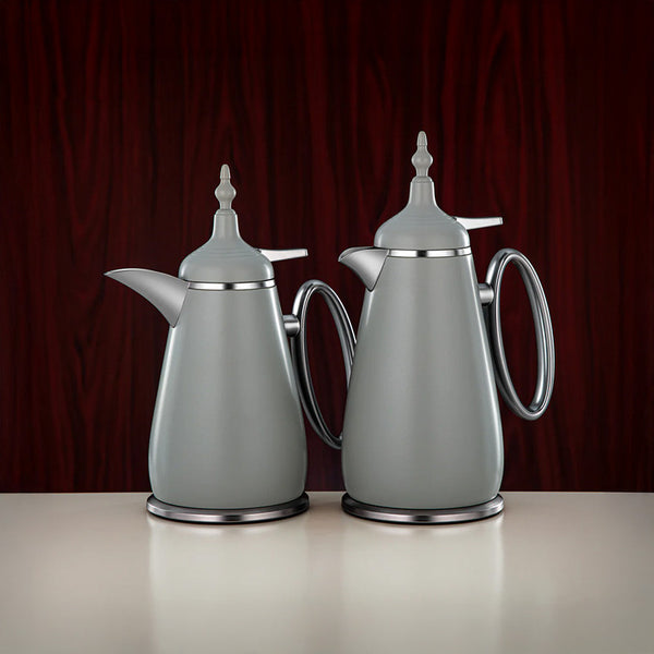 Matt Grey & Matt Silver 2 Pieces Vacuum Flask Set