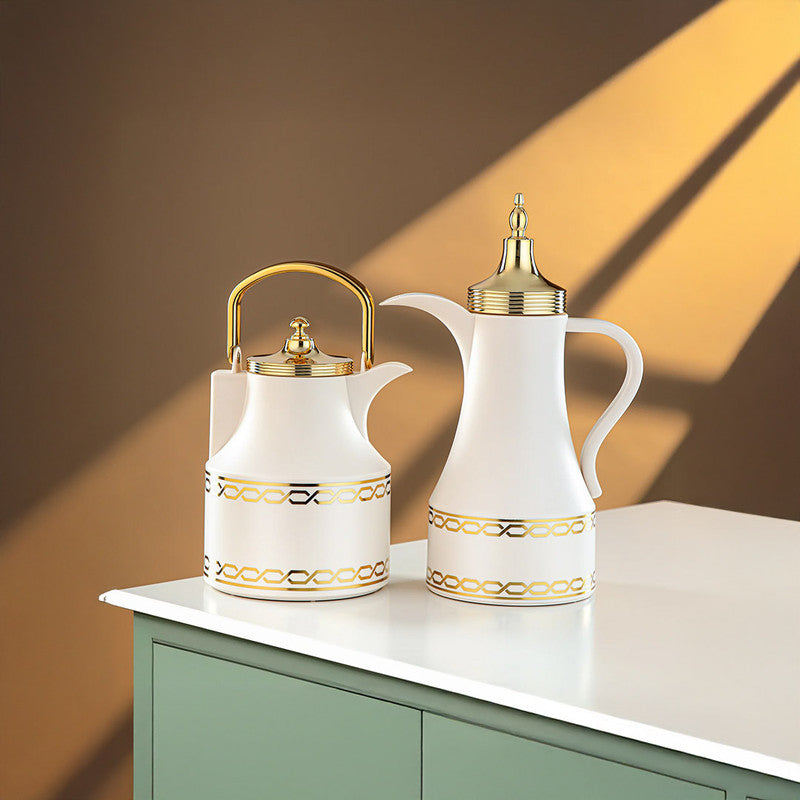 Almarjan Ivory & Gold 2 Pieces Vacuum Flask Set