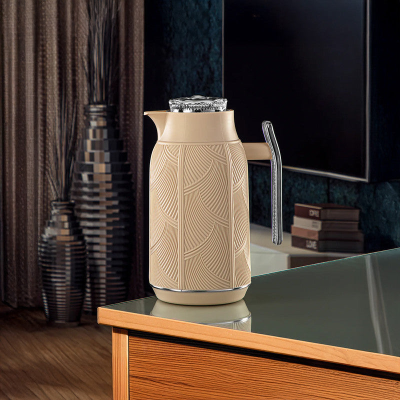 Almarjan Beige & Silver 1 Liter Vacuum Flask