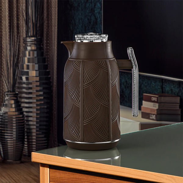 Brown & Silver 1 Liter Vacuum Flask