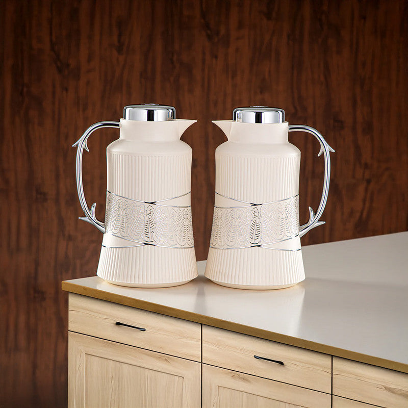 Almarjan Ivory & Silver 2 Pieces Vacuum Flask Set