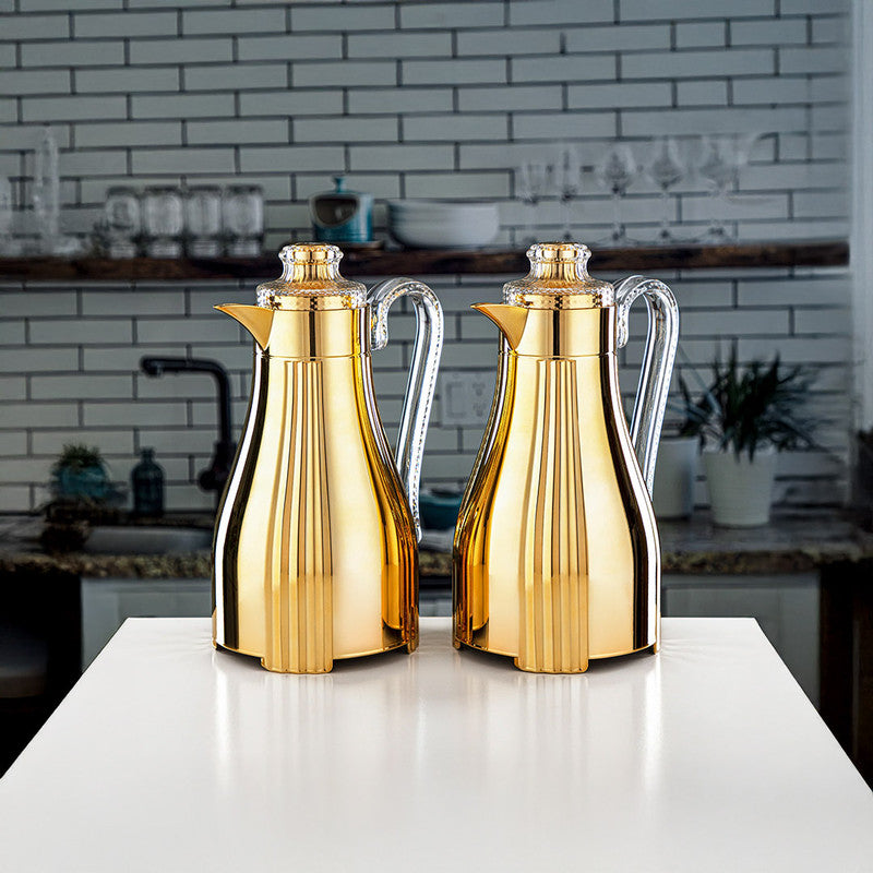 Almarjan Gold 2 Pieces Vacuum Flask Set