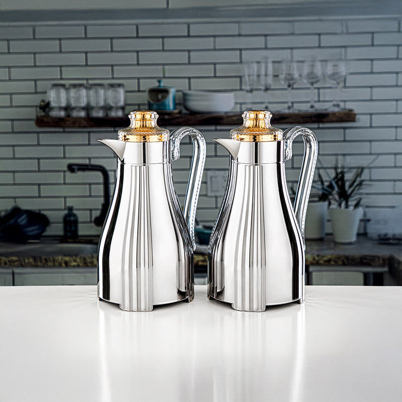 Almarjan Silver & Gold 2 Pieces Vacuum Flask Set