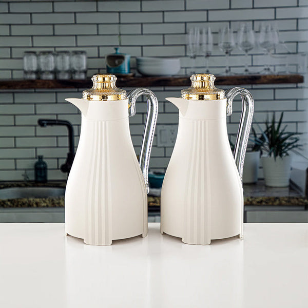 Almarjan Ivory & Gold 2 Pieces Vacuum Flask Set