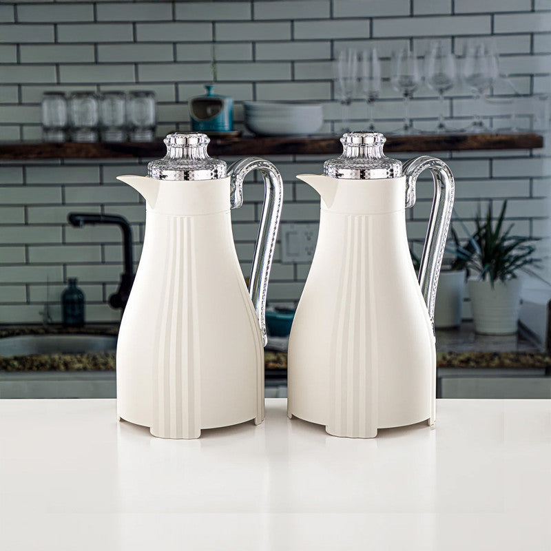 Almarjan Ivory & Silver 2 Pieces Vacuum Flask Set