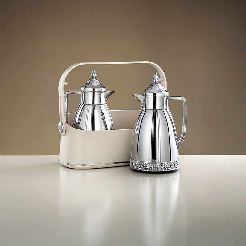 Almarjan Silver 2 Pieces Vacuum Flask Set