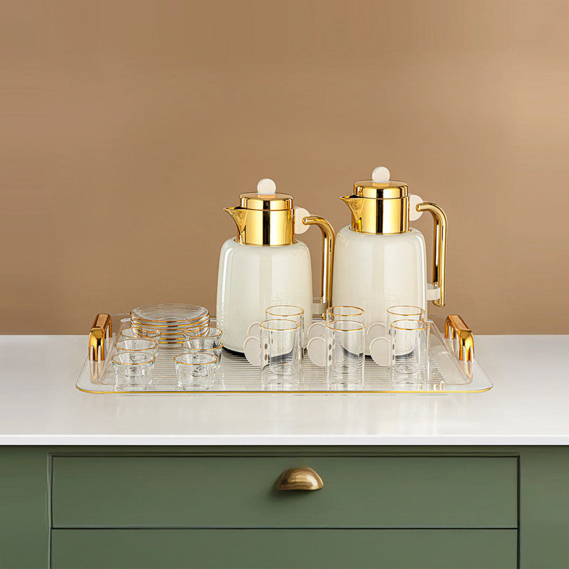 Almarjan Ivory & Gold 21 Pieces Flask Set