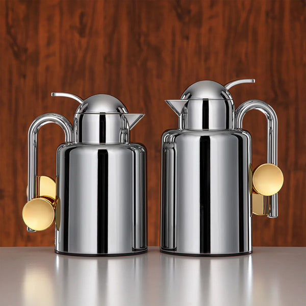 Vacuum Flask 2-Piece Set – Silver & Gold – 1L + 1.5L