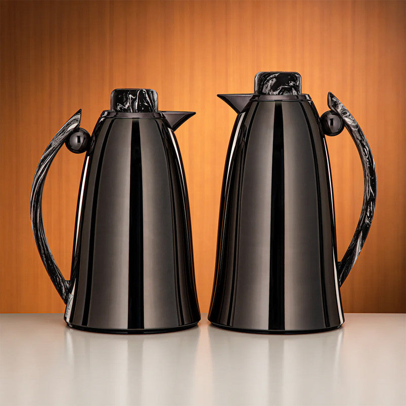 Vacuum Flask Set – Gun Black & Black Marble Vacuum Flask Set – Gun Black & Black Marble