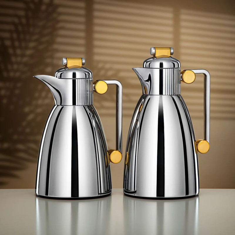 Vacuum Flask Set 0.7L & 1L – Silver & Gold