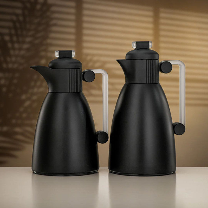 Vacuum Flask Set 0.7L & 1L – Matte Black & Frost