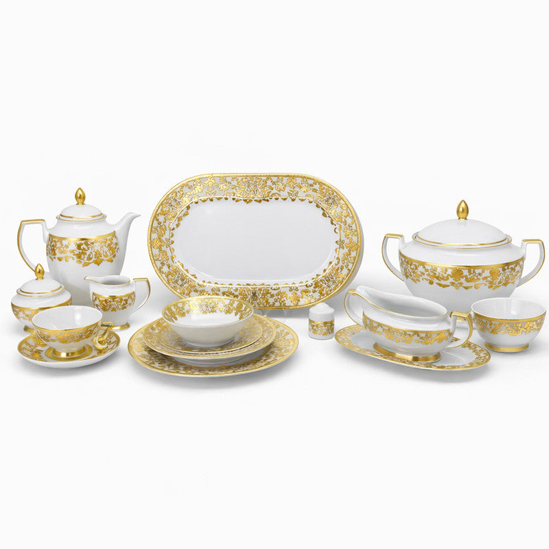 Falkenporzellan Versailles Cream & Gold 97 Pieces Porcelain Dinner Set