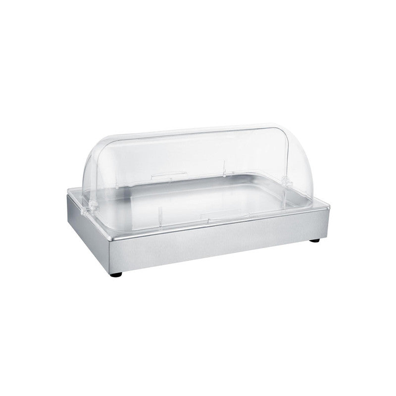 Yuke Stainless Food & Snack Display Holder with Half Roll PC Lid Yuke Stainless Food & Snack Display Holder with Half Roll PC Lid