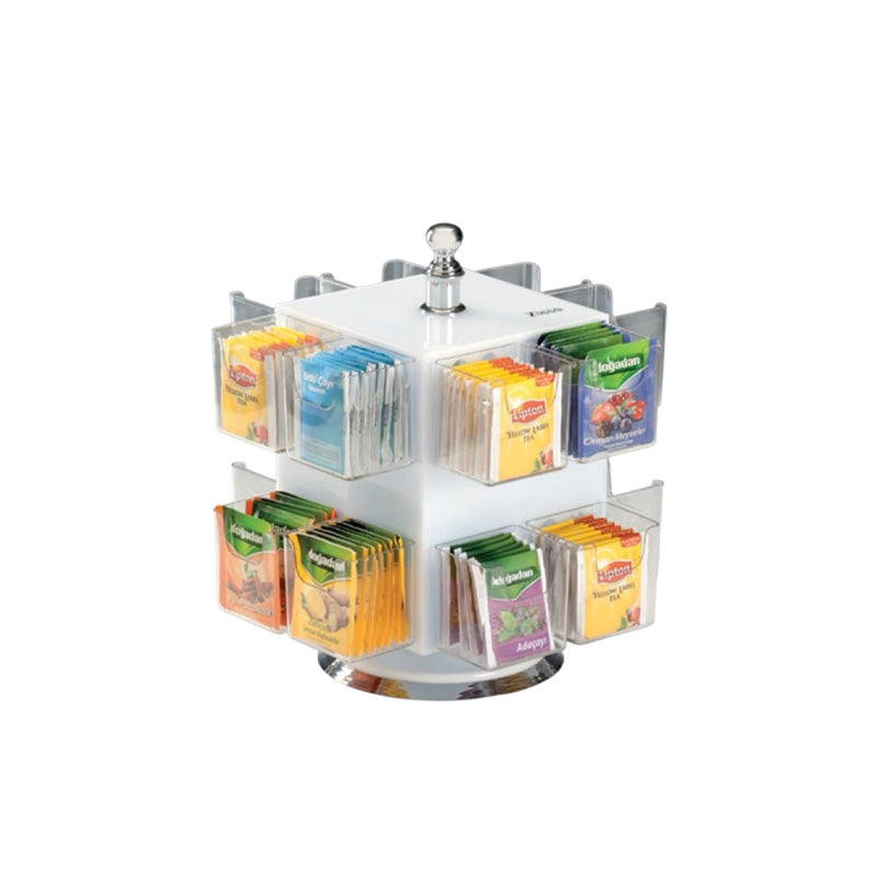 Alkan Polycarbonate 16-Compartment Rotating Tea Bag Stand