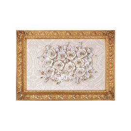 RECTANGULAR BAROCCO IVORY&GOLD FRAME W/ROSES WHITE WITH MAT GOLD 51 0771-51