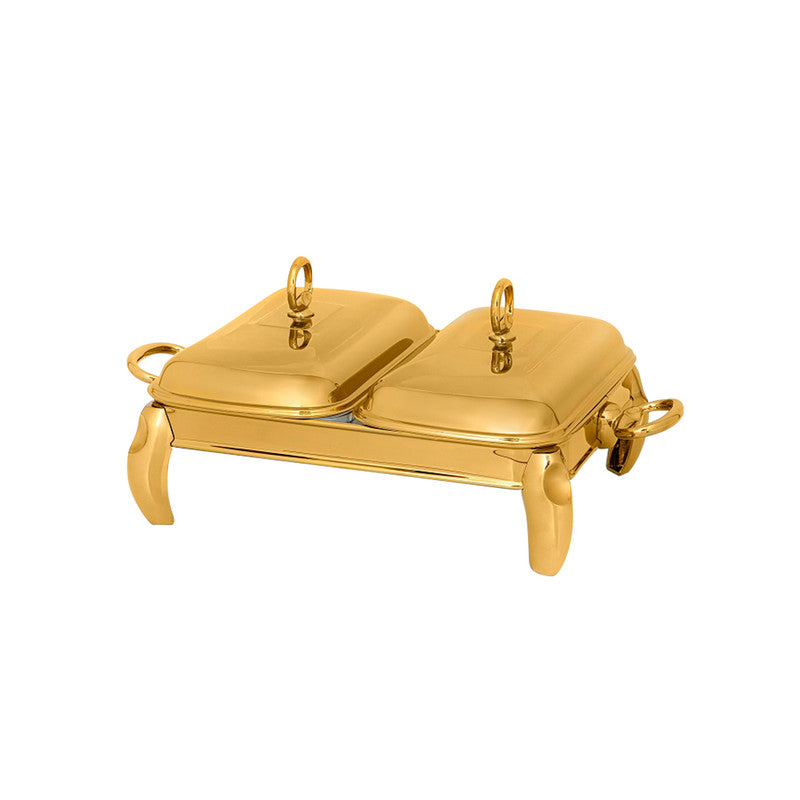 Mat Steel Double Rectangular Gold Chaffing Dish Mat Steel Double Rectangular Gold Chaffing Dish